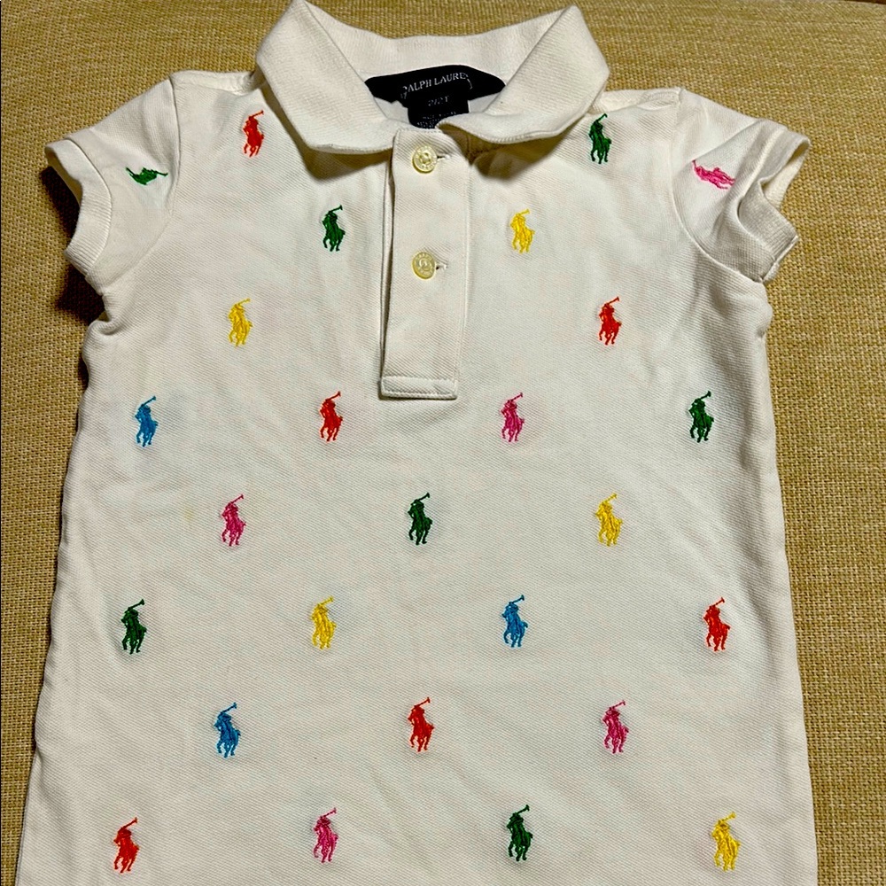 Ralph Lauren White and Red Polo with Vibrant Embroidery